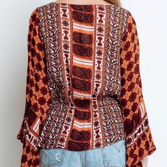 💫 HP 💫 NWTS FREE PEOPLE ROSALIE BELL SLEEVE BLOUSE (L) - Picture 5 of 13